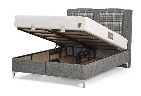 Md Allure GM1167 90x200 cm Başlıklı Sandıklı Tek Kişilik Baza Seti Gri