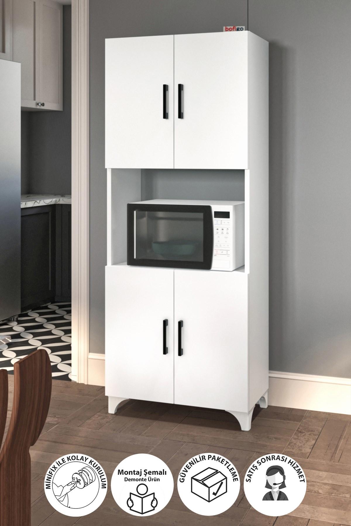 Bofigo Ece 4 Kapaklı 5 Raflı Çok Amaçlı Dolap Beyaz 153x60x34 cm