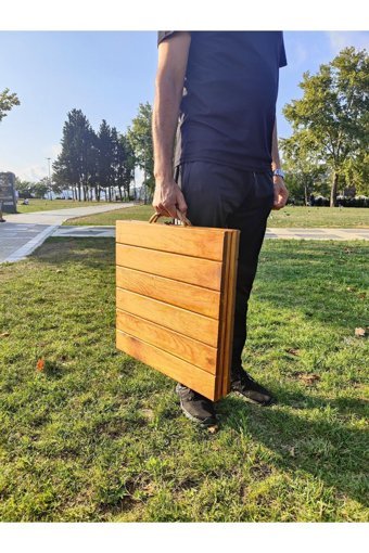 Zmb 100 cm x 50 cm Dikdörtgen Ahşap Kahverengi Kamp Masası