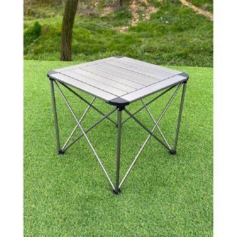 Campout 50 cm x 50 cm Çantalı Kare Alüminyum Gri Kamp Masası