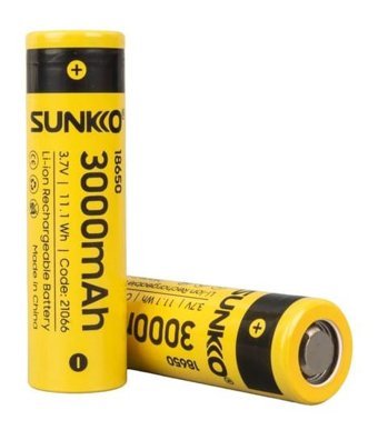 Sunkko 18650 3.7 V 3000 mAh Li-ion Kalem Şarjlı Pil 2'li