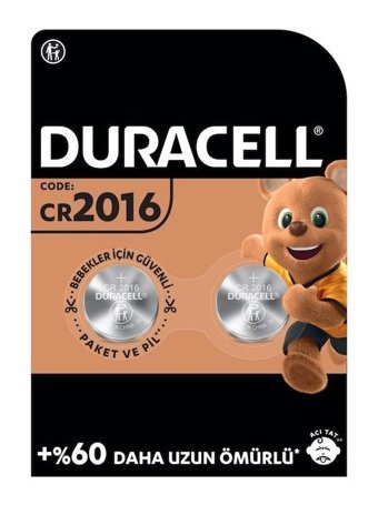 Duracell CR2016 3 V Lityum Düğme Pil 2'li
