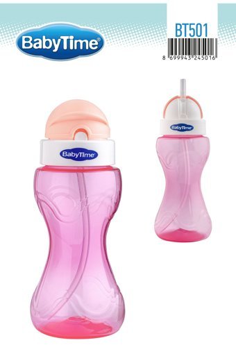 Babytime BT501 Pipetli Akıtmaz 250 ml Alıştırma Bardağı Pembe-Turuncu