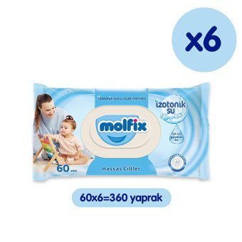Molfix İzotonik Su 60 Yaprak 6'lı Paket Islak Mendil