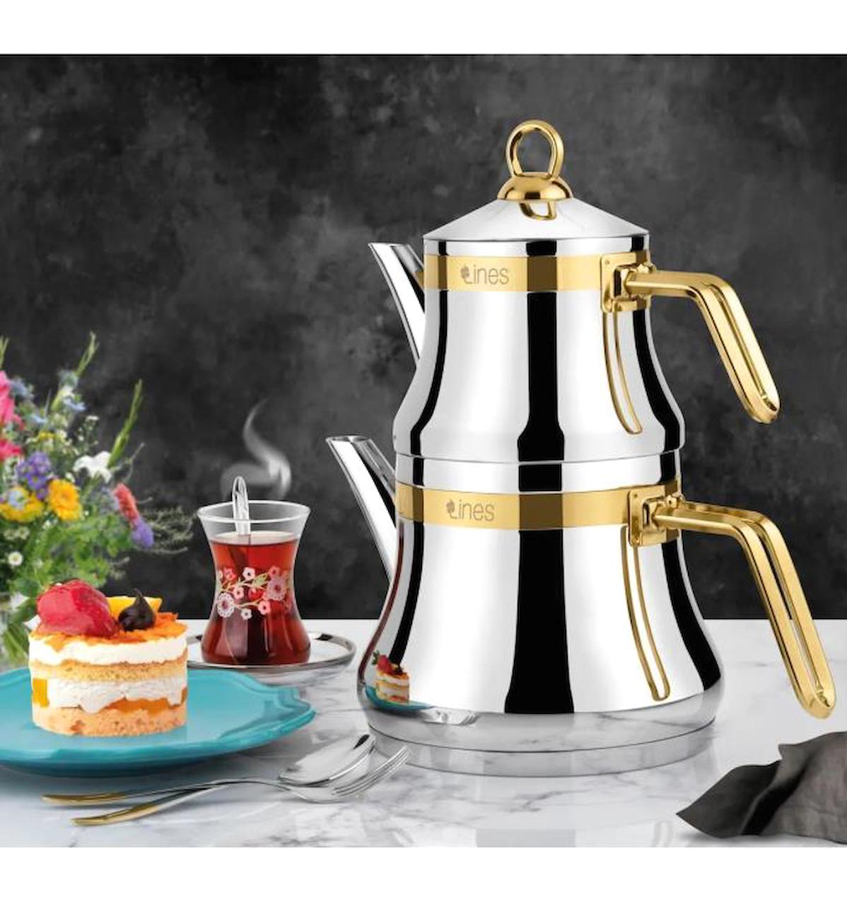 Yonca L-3020 Paslanmaz Çelik Çaydanlık Altın-Gri
