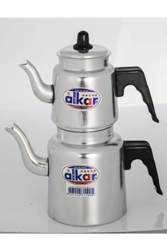 Alkar No:3 Emaye Çaydanlık Gri-Siyah
