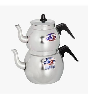 Alkar Tombik Küre No:3 Alüminyum Çaydanlık Gri-Siyah