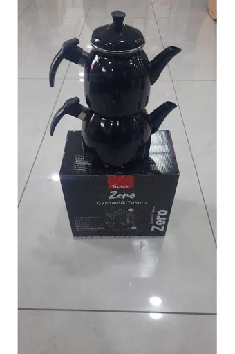 Taşev Zero Emaye Çelik Emaye Çelik Çaydanlık Siyah