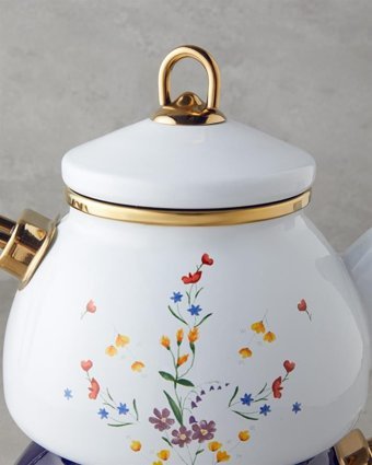 English Home Floral Symphony Emaye Çaydanlık Beyaz-Mavi