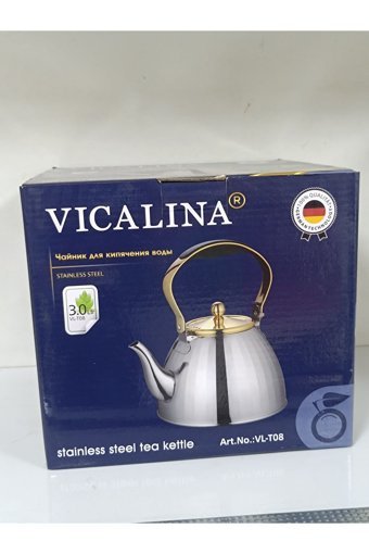 Vicalina Üstten Kulplu Paslanmaz Çelik Çaydanlık Gri