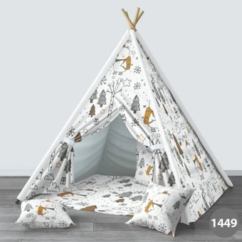 Instababyrooms 1450 Kızılderili Sevimli Hayvanlar 2-4 Yaş Beyaz Unisex Oyun Çadırı