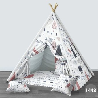 Instababyrooms 1449 Kızılderili Sevimli Hayvanlar 2-4 Yaş Beyaz Unisex Oyun Çadırı