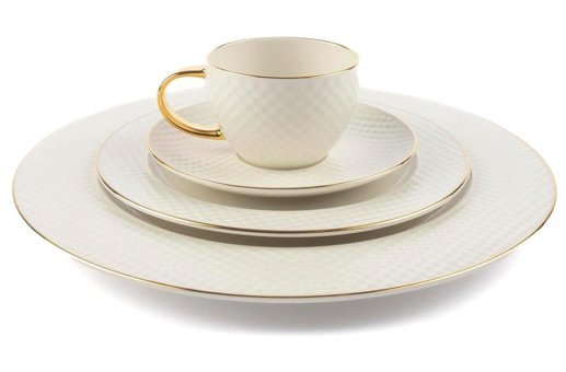 Mikasa Moor Accent 19 Parça 6 Kişilik Beyaz-Gold Desenli Porselen Kahvaltı Takımı