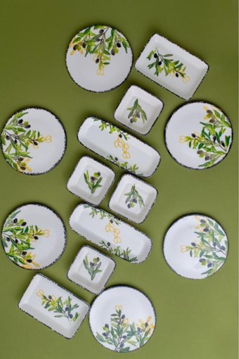 Flora 14 Parça 6 Kişilik Çok Renkli Desenli Seramik Kahvaltı Takımı