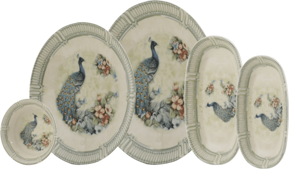 Leggno Hera 15 Parça 6 Kişilik Çok Renkli Desenli Bone China Kahvaltı Takımı