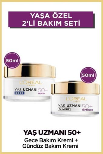 L'oréal Paris Yaş Uzmanı 50+ Tüm Ciltler Anti-Aging, Kırışıklık Giderici Yüz Krem 2x50 ml