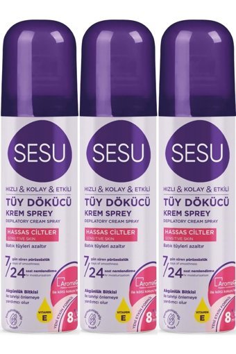 Sesu Hassas Ciltler İçin Koltuk Altı Bacak Kadın Tüy Dökücü Sprey 3x150 ml