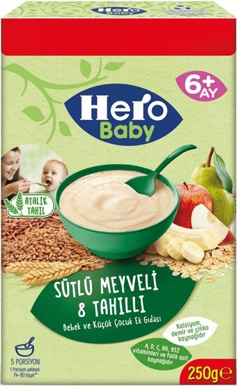 Hero Baby Tahıllı Organik Meyveli-Sütlü Probiyotikli Kaşık Maması 250 gr