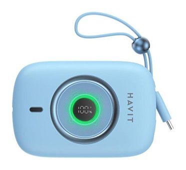 Havit PB5214 10000 mAh Hızlı Şarj Dijital Göstergeli USB C Powerbank Mavi
