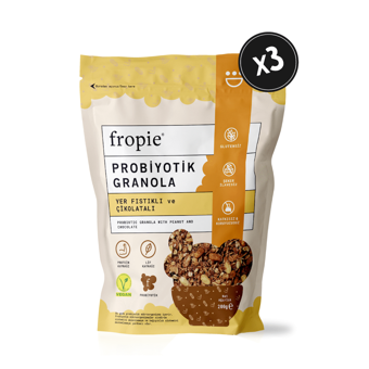 Fropie Probiyotik Glutensiz Yer Fıstıklı-Çikolatalı Granola 3x200 gr