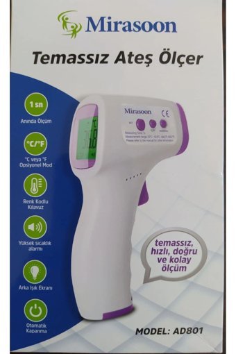 Mirasoon AD801 Alından Temassız Dijital Tabanca Çocuk-Yetişkin Ateş Ölçer