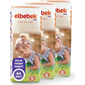 Elbebek Elite Junior 5 Numara Cırtlı Bebek Bezi 84 Adet