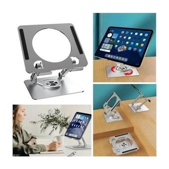 Buffer Ayarlanabilir Ayaklı 360 Derece Dönebilen Masaüstü Tablet Standı Gri