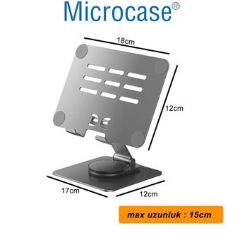 Microcase AL4721 Ayarlanabilir Ayaklı 360 Derece Dönebilen Masaüstü Laptop ve Tablet Standı Gümüş