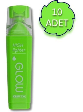 Gıpta Glow 10'lu Neon Yeşil Kesik Uçlu Fosforlu Kalem Seti