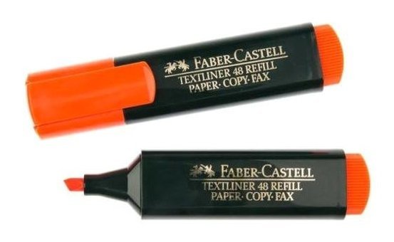 Faber-Castell 48 Refill 10'lu Neon Turuncu Kesik Uçlu Fosforlu Kalem Seti