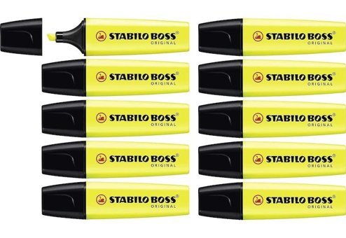 Stabilo 10'lu Neon Sarı Kesik Uçlu Fosforlu Kalem Seti