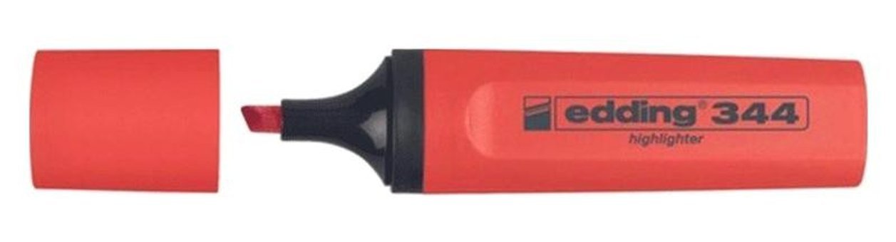 Edding 344 10'lu Neon Kırmızı Kesik Uçlu Fosforlu Kalem Seti