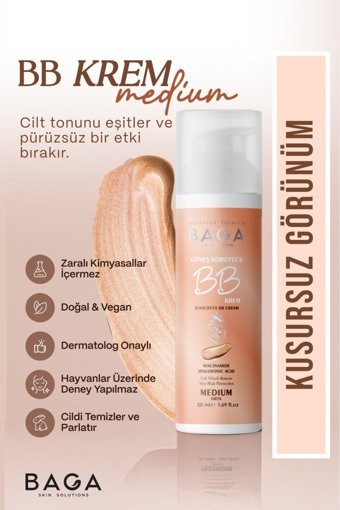 Baga No:02 Tüm Ciltler İçin Su Bazlı Işıltılı BB Krem Orta Ton