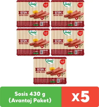 Pınar Uzun Dana Sosis 5x430 gr
