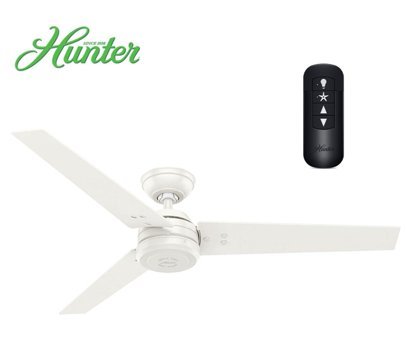 Hunter Fan Protos Işıklı Kumandalı Krom 3 Kanatlı Açılır Kapanır Beyaz Tavan Vantilatörü