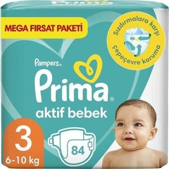Prima Aktif Bebek 3 Numara Cırtlı Bebek Bezi 84'lü