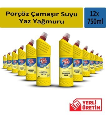 Porçöz Yaz Yağmuru Banyo-Mutfak İçin Sıvı Çamaşır Suyu 12x750 ml