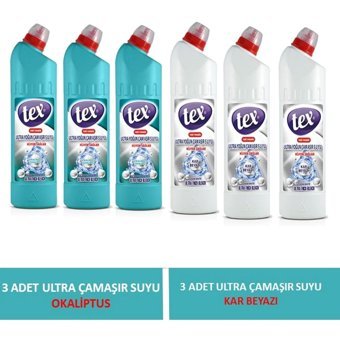 Tex Ultra Okaliptus-Kar Beyazı Banyo-Mutfak İçin Konsantre Jel Çamaşır Suyu 6x750 ml