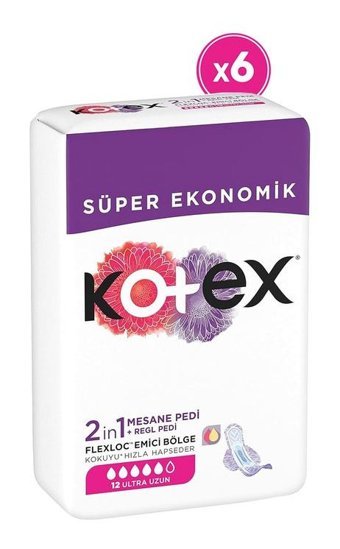 Kotex 2in1 Ultra Uzun 12'li Mesane Pedi 6 adet