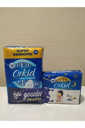 Orkid Ultra Gece & Gündüz 18'li Hijyenik Ped + Orkid Ultra Gece Extra Plus 5'li Hijyenik Ped