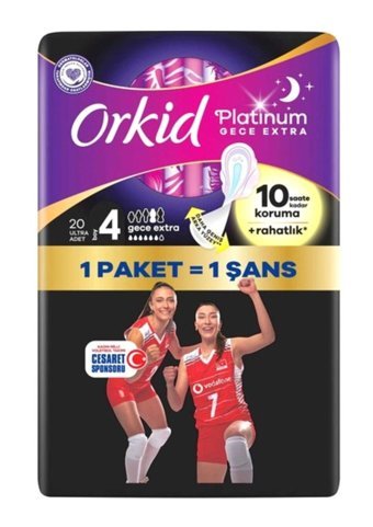 Orkid Platinum Gece Ekstra Olimpiyat 20'li Hijyenik Ped