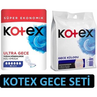 Kotex Ultra Gece 16'lı Hijyenik Ped + Kotex 2'li Gece Külodu