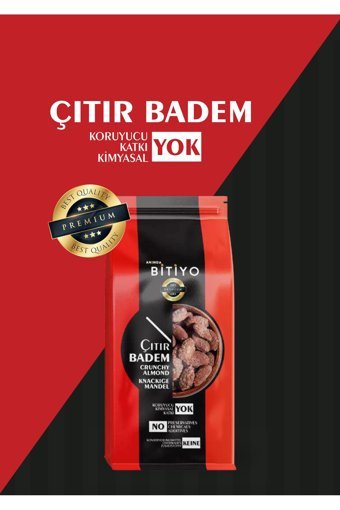 Anında Bitiyo Doğal Kavrulmuş Tuzsuz Organik Glutensiz Tane İçi Badem 90 gr