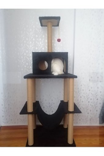 Nursoft Tower Xxl 027 Oturaklı Oyuncaklı Katlı 150 cm Kedi Tırmalama Evi