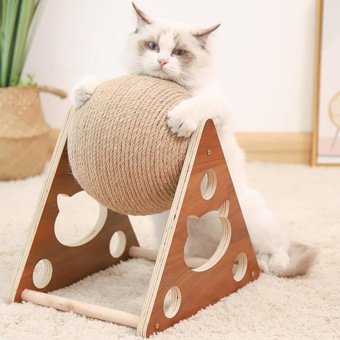 Tineke Ahşap Jüt İpli 14.5 cm Kedi Tırmalama Tahtası-Top