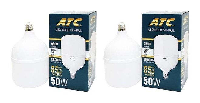 Atc Led Bulb 50 W Tasarruflu Beyaz E27 Armut Led Ampul