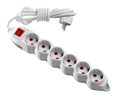 Mono Topraklı 6'lı 5 m Grup Priz Beyaz