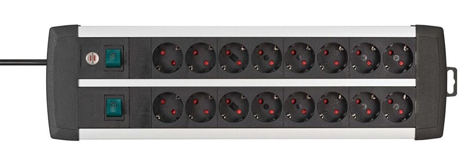 Brennenstuhl Premium-alu-line Topraklı 16'lı 3 m Grup Priz Siyah