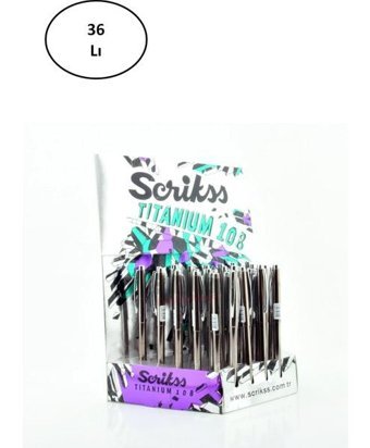 Scrikss Tek Renkli 0.7 mm Set Siyah 36'lı Tükenmez Kalem