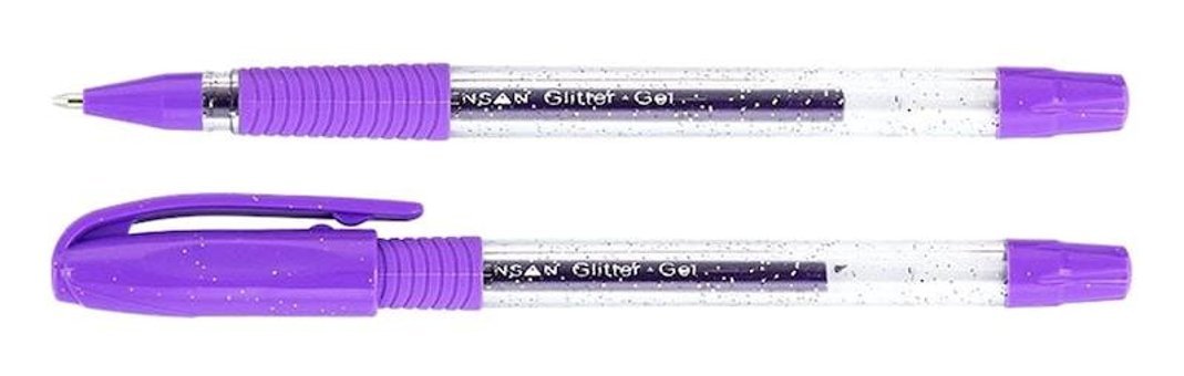 Pensan Glitter Jel Tek Renkli 1 mm Simli Mor 6'lı Tükenmez Kalem